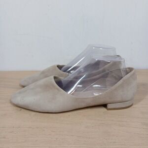 Seychelles Flats Womens 11 Beige Leather Slip On Pointed Toe Minimal Ballet